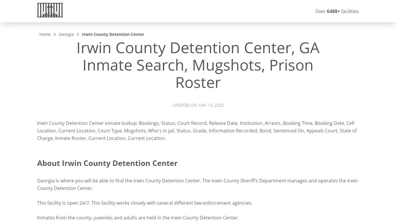 Irwin County Detention Center, GA Inmate Search, Mugshots ...